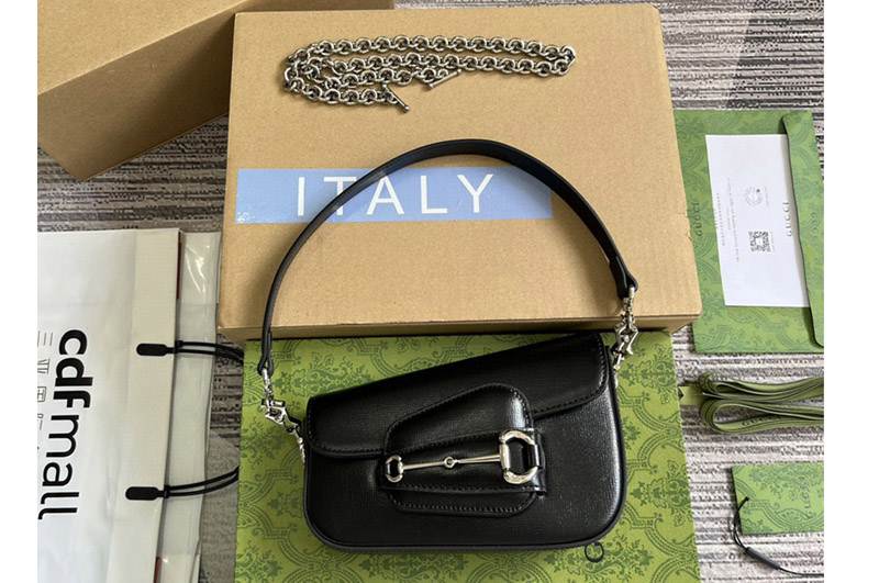 Gucci 774209 Gucci horsebit 1955 mini shoulder bag in Black leather