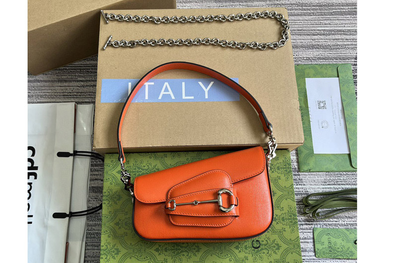 Gucci 774209 Gucci horsebit 1955 mini shoulder bag in Orange leather