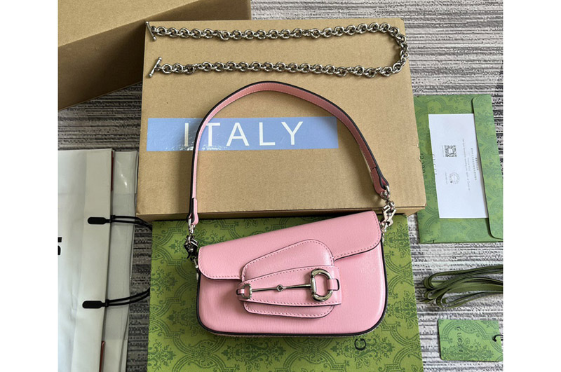 Gucci 774209 Gucci horsebit 1955 mini shoulder bag in Pink leather
