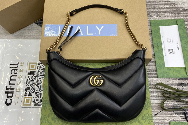 Gucci 777263 GG Marmont small shoulder bag in Black Leather