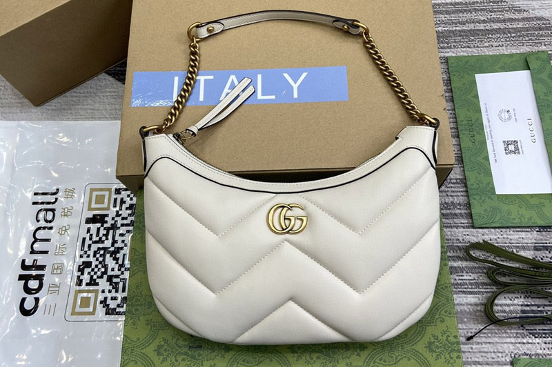 Gucci 777263 GG Marmont small shoulder bag in White Leather