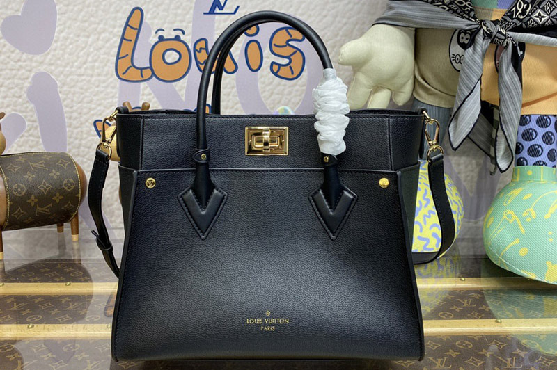 Louis Vuitton M22225 LV On My Side GM handbag in Black Calf leather and perforated calf leather