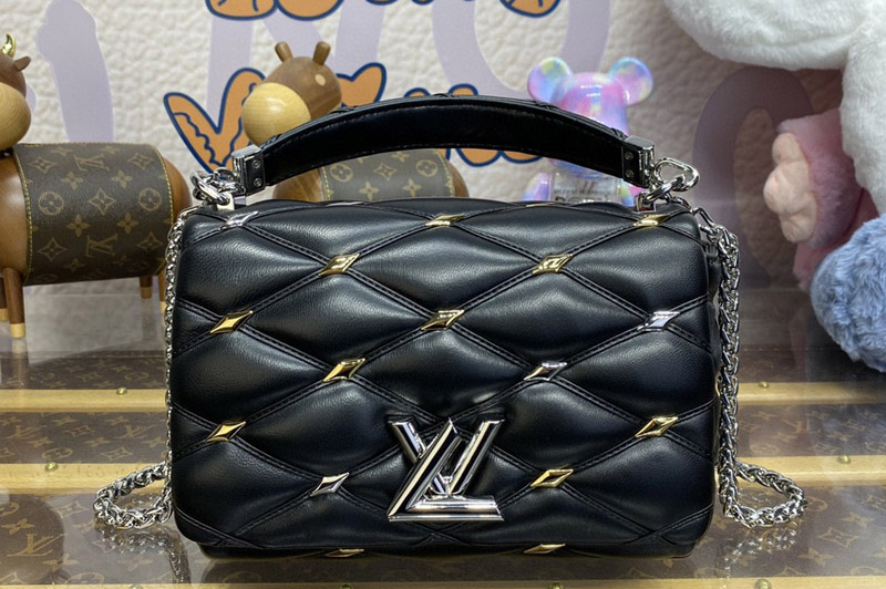 Louis Vuitton M24151 LV GO-14 MM handbag in Black Lambskin Leather