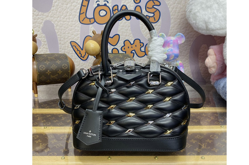 Louis Vuitton M24153 LV Alma BB handbag in Black Lambskin Leather