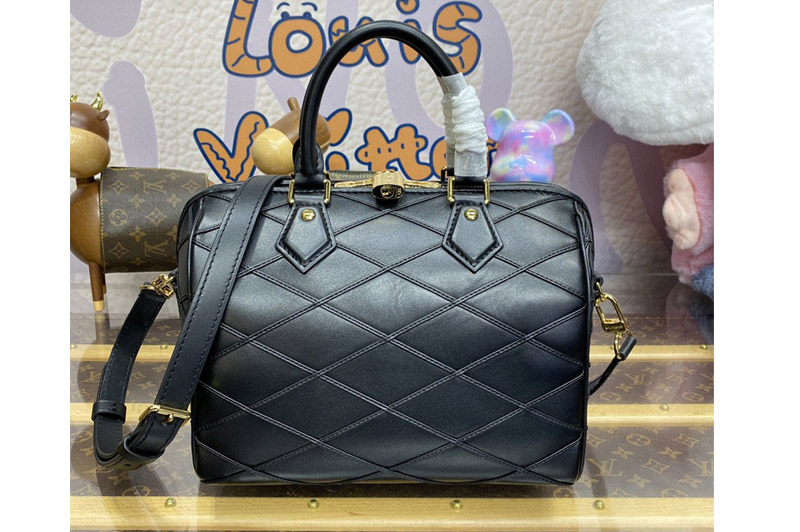 Louis Vuitton M24206 LV Speedy Bandouliere 25 handbag in Black Lambskin