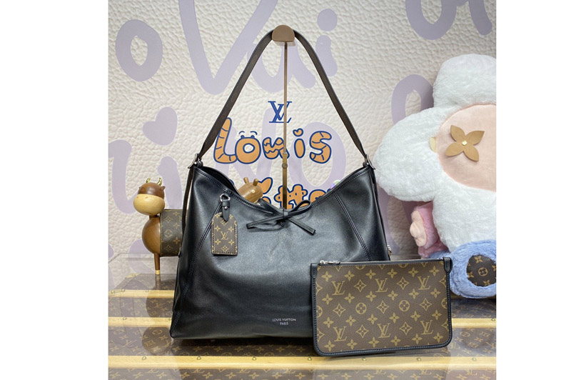 Louis Vuitton M25143 LV CarryAll Dark MM handbag in Black Lambskin