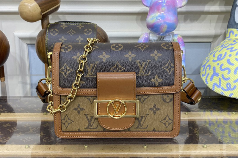 Louis Vuitton M45959 LV Dauphine Mini handbag in Monogram and Monogram Reverse coated canvas