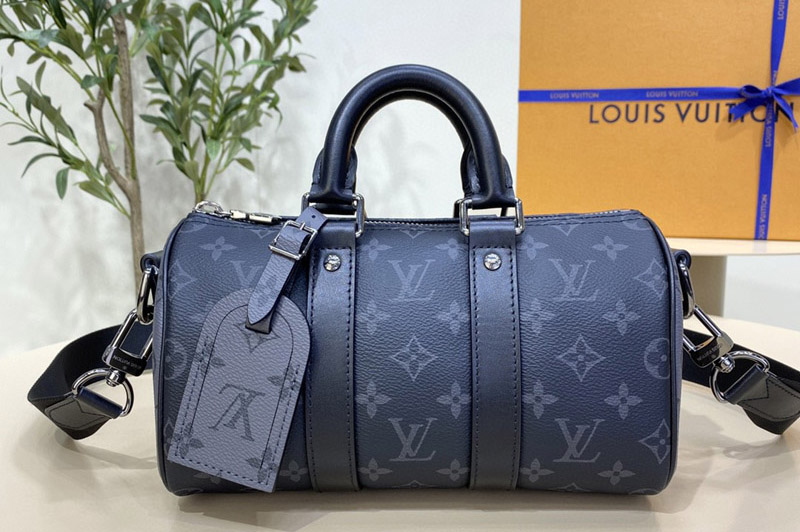 Louis Vuitton M46271 LV Keepall Bandouliere 25 Bag in Monogram Eclipse Reverse canvas