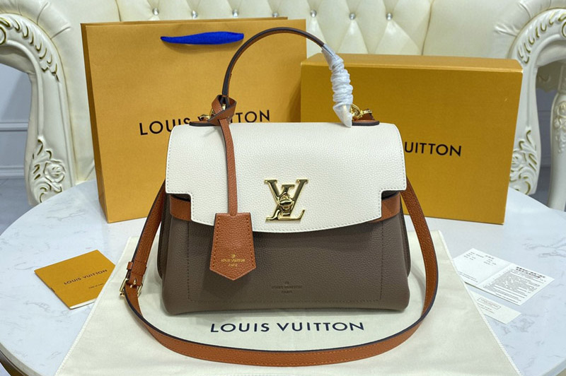 Louis Vuitton M56645 Lockme Ever BB bag in White/Apricot Soft grained calfskin