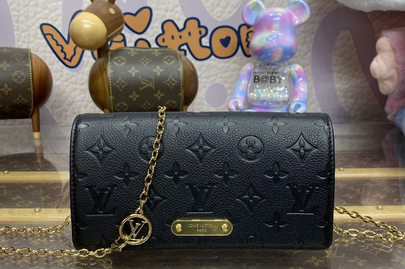 Louis Vuitton M46919 LV Lily wallet on chain Bag in Black Monogram Empreinte leather