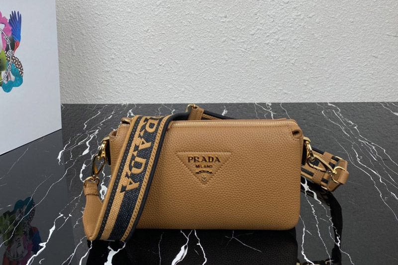 Prada 1BH194 Leather shoulder bag in Caramel Leather