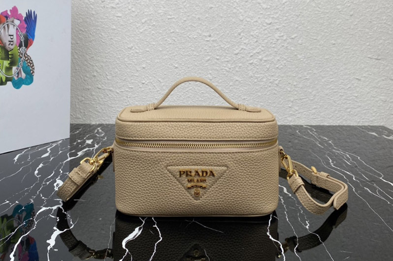 Prada 1BH202 Leather mini-bag in Sand Beige Leather
