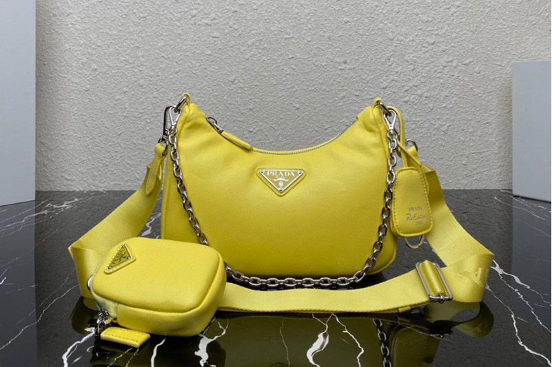 Prada 1BH204 Prada Re-Edition 2005 Soft leather bag in Yellow Leather