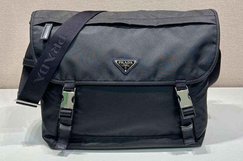 Prada 2VD052 Re-Nylon and Saffiano shoulder bag in Black Nylon