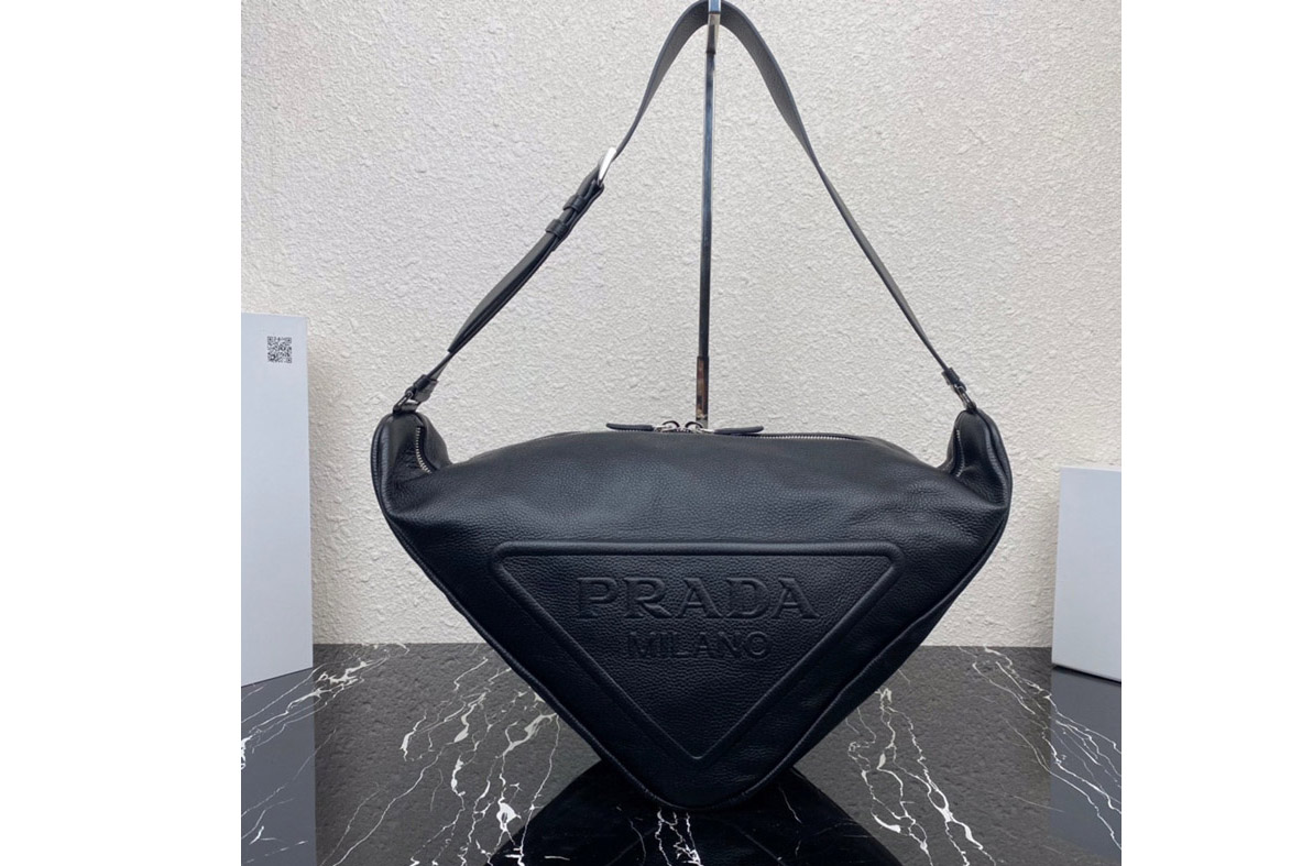 Prada 2VY007 Large leather Prada Triangle bag in Black Leather
