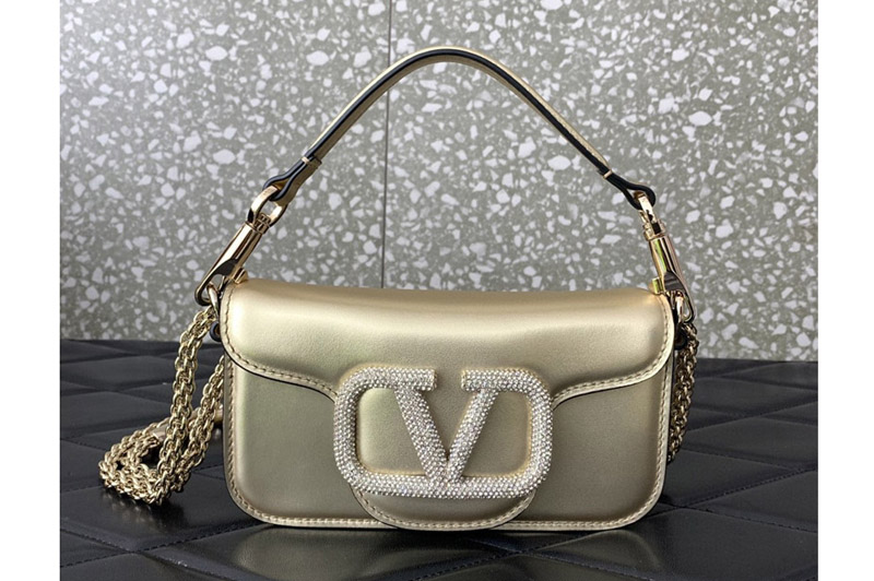Valentino Garavani Mini Loco shoulder bag in Beige Leather