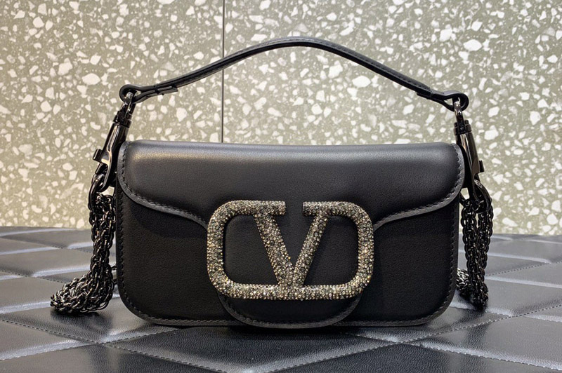 Valentino Garavani Mini Loco shoulder bag in Black Leather