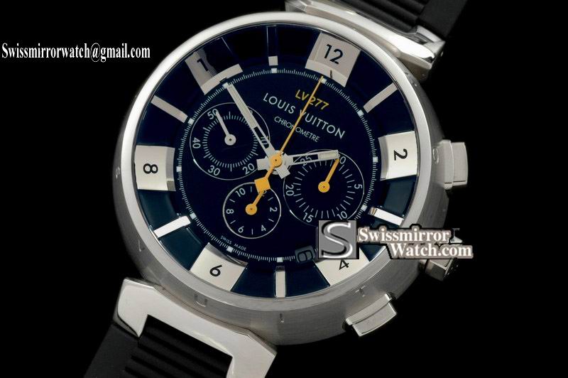 Louis Vuitton Tambour 227 Chrono SS/RU Blk A-7750 Mod Replica Watches