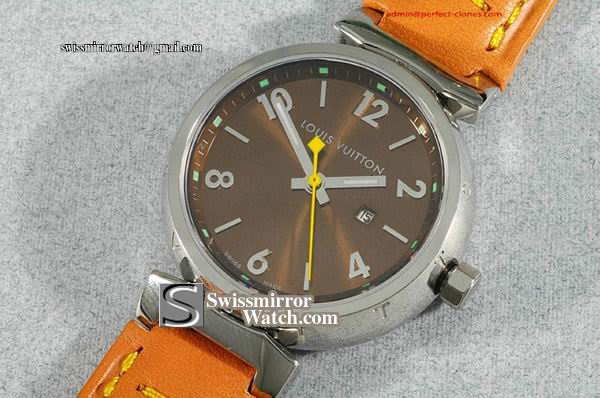 Louis Vuitton SS Tambour Ladies In Leather Swiss Eta 2369-2 Replica Watches