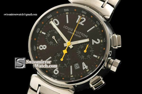 Louis Vuitton Tambour Chronograph SS Brown Asia 7750 28800 bph Replica Watches