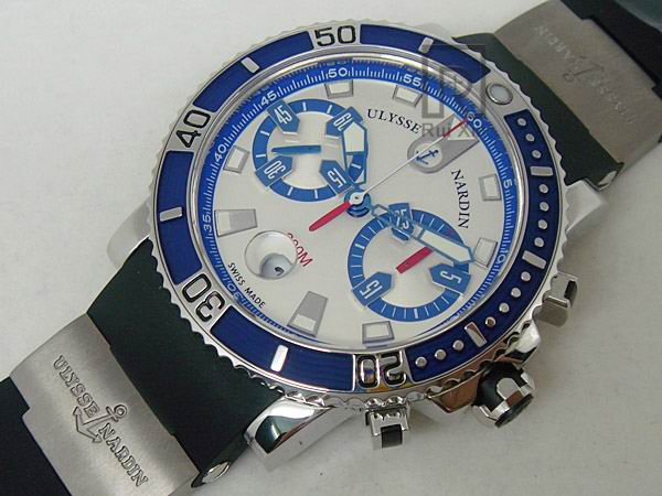 Ulysse Nardin Maxi Marine Chrono Blue SS/RU Wht A-7750 Replica Watches