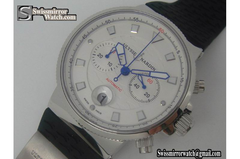 Ulysse Nardin Marine Chronograph SS/RU White Dial A-7750sec@3 Replica Watches