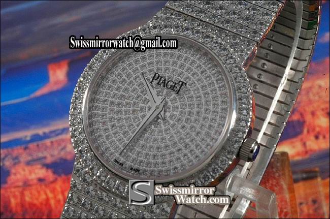 Piaget Mens WG Full Diamonds, Swiss Quartz Replica Watches