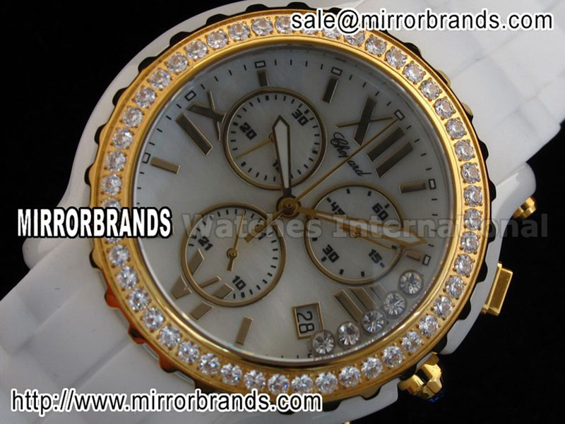 Luxury Chopard Happy Sports Chrono Ceramic/Diamond/RU Swiss Eta Q