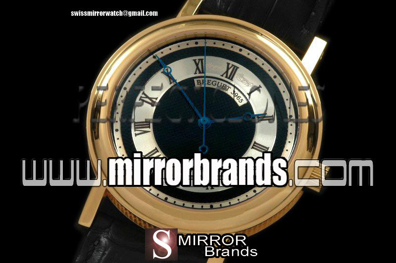 Luxury Breguet Classique Automatic 3965 YG/LE Black/Silver Asian Eta 2892 Replica Watches