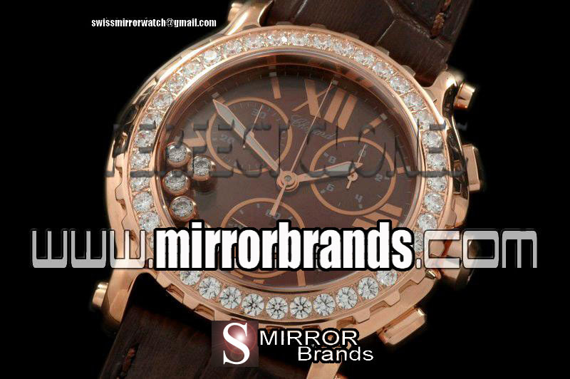 Luxury Chopard Happy Sports Chrono RG/LE/Diam Brown Swiss Eta Qtz