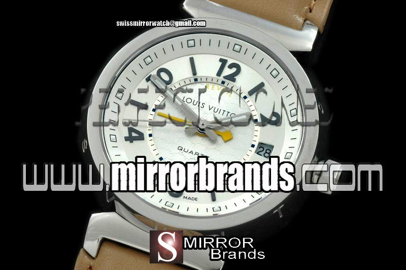 New Louis Vuitton Mid Size/XL Ladies Tambour GMT SS/LE White Jap Quartz Watches