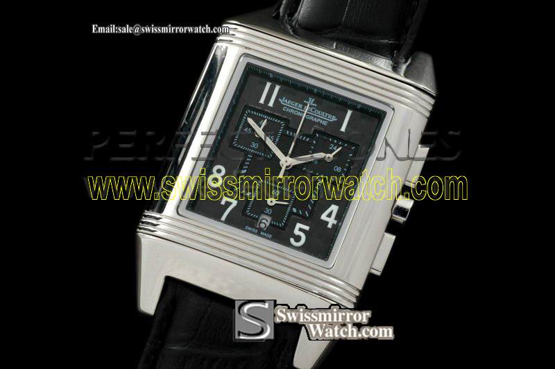 Jaeger Lecoultre Reverso Chronograph SS/LE Black Num Jap OS Chrono Quartz Replica Watches