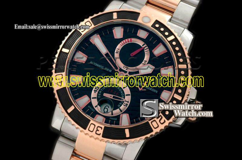 Ulysse Nardin Maxi Marine Diver TT RG/TT Black Surf A-23 Replica Watches