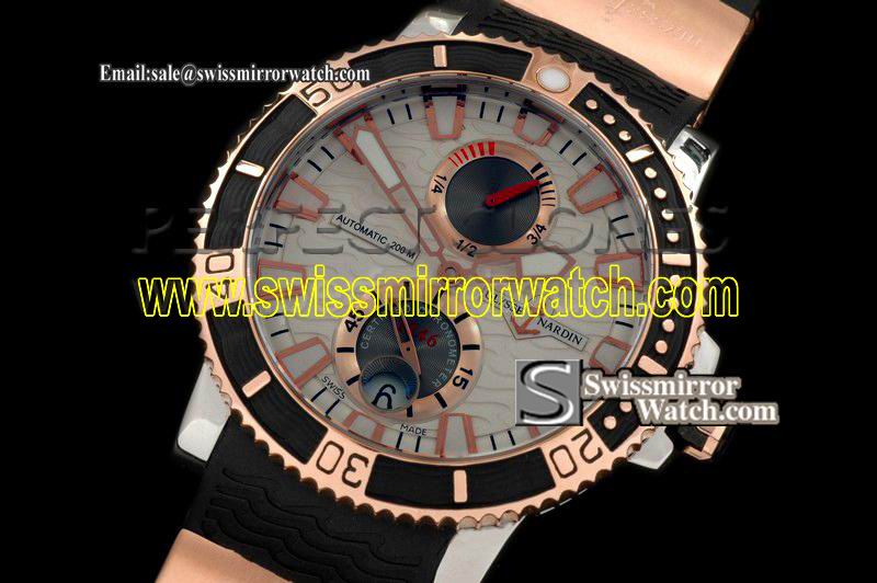 Ulysse Nardin Maxi Marine Diver TT RG/RU Silver Surf Replica Watches