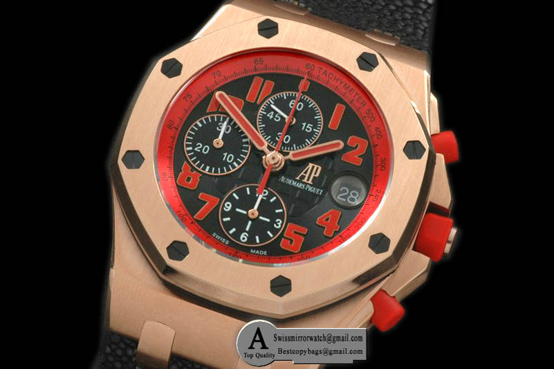 Audemars Piguet Royal Oak Chronograph Rose Gold/Leather Black A-7750 Replica Watches