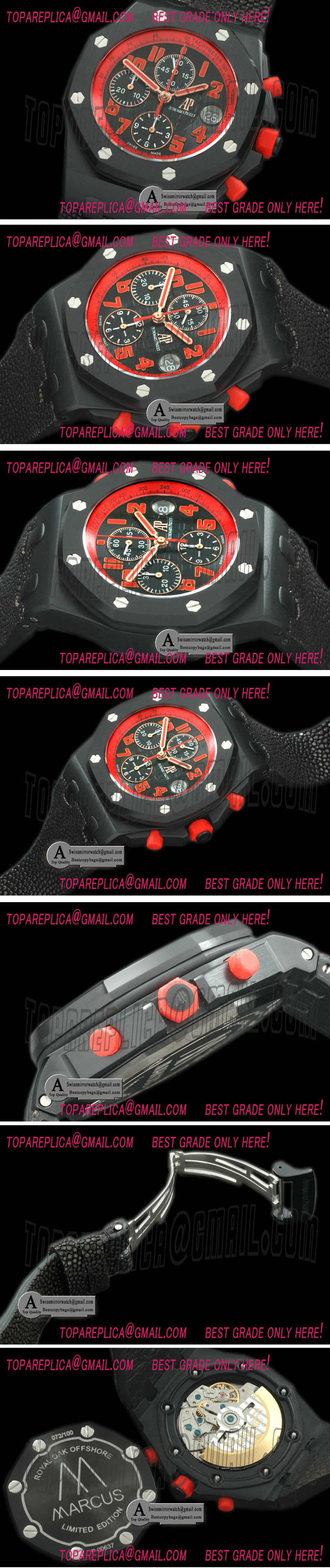 Audemars Piguet Royal Oak Chronograph DLC/Leather Black A-7750 Replica Watches