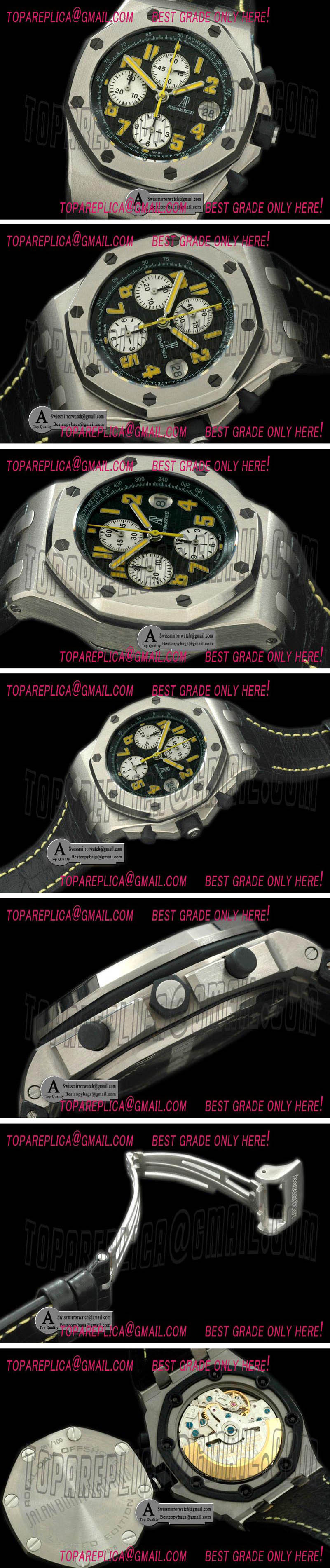 Audemars Piguet 26115TI.OO.D002CR.01 Royal Oak Chronograph SS/Leather Black A-7750 Replica Watches