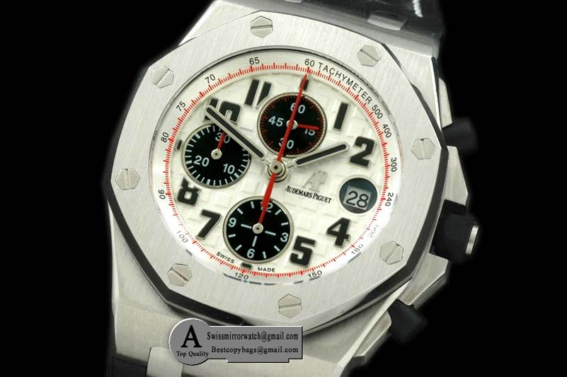 Audemars Piguet Royal Oak Offshore Themes Panda 26170ST.OO.D101CR.02 SS/Leather White/Black A-7750 Sec@12 Replica Watches