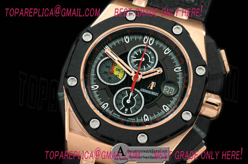 Audemars Piguet 26290RO.OO.A001VE.01 Grand Prix Rose Gold/Carbon/Leather Grey A-7750 Replica Watches