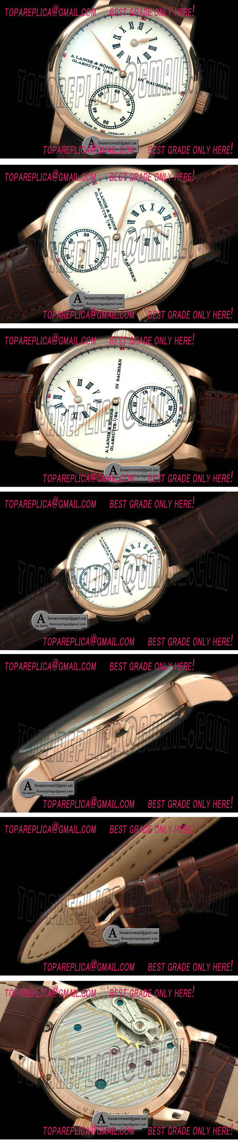 A Lange & Sohne Classic Regulator Rose Gold/Leather White Asian 17J Manual H/W Replica Watches