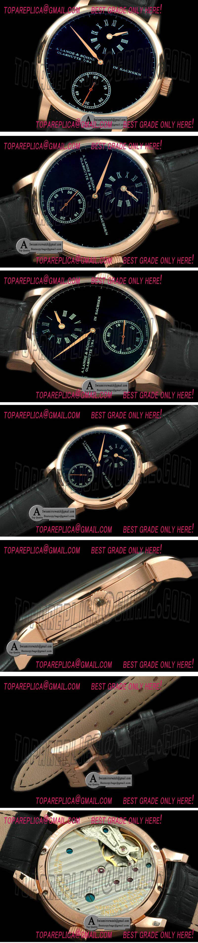 A Lange & Sohne Classic Regulator Rose Gold/Leather Black Asian 17J Manual H/W Replica Watches