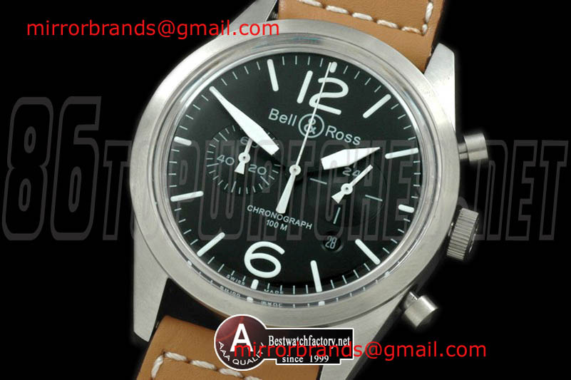 Luxury Bell Ross BR126 Vintage Original Chrono SS/Leather Black OS20