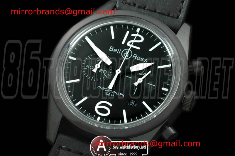 Luxury Bell Ross BR126 Vintage Original Chrono PVD/Leather Black OS20