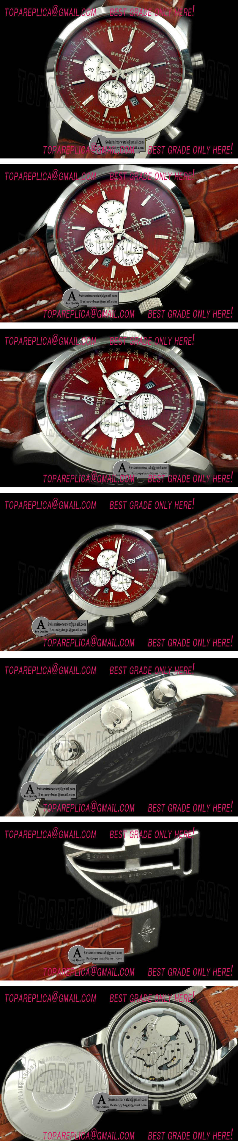 Breitling TransOcean Chrono SS/Leather Brown Jap OS20 Qtz Replica Watches