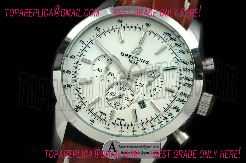 Breitling AB015112/G715 TransOcean Chrono SS/Leather White Jap OS20 Qtz