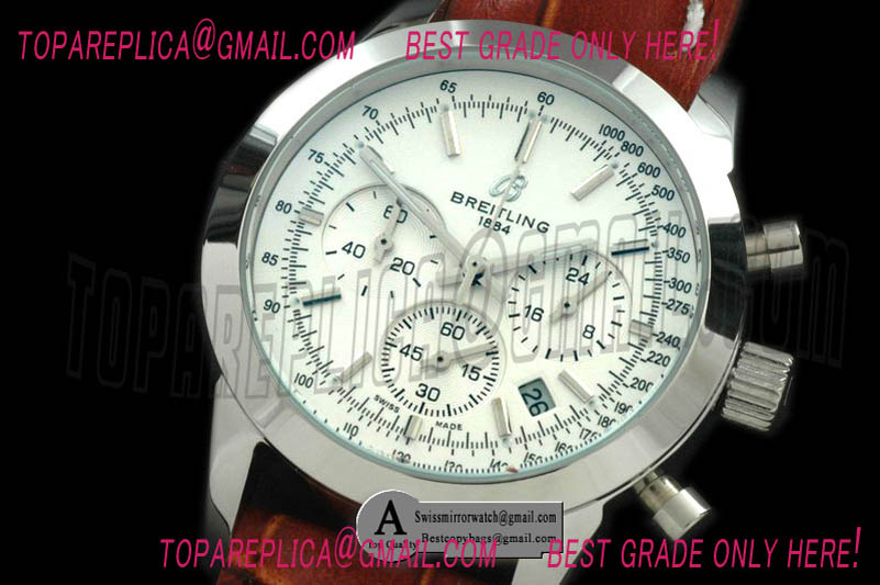 Breitling Ladies TransOcean Chrono SS/Leather White Jap OS20 Quartz Replica Watches