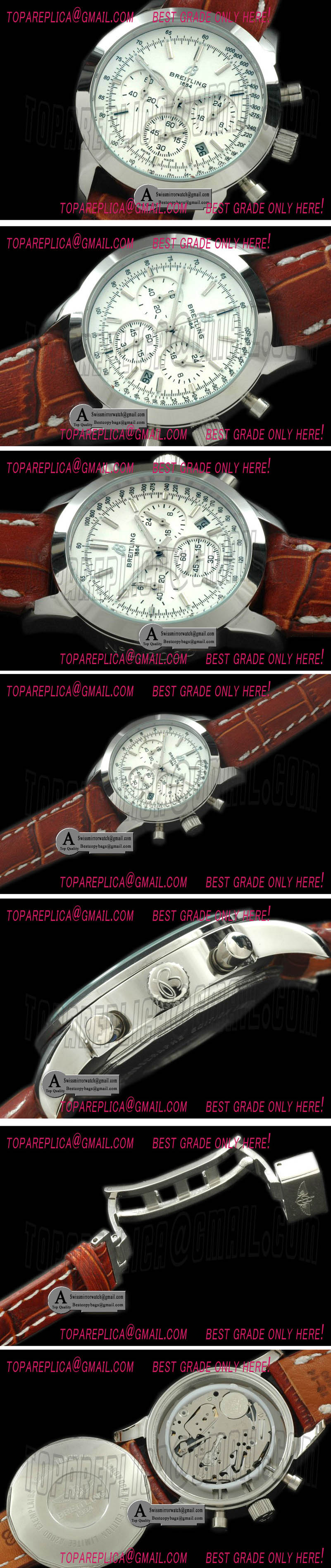 Breitling Ladies TransOcean Chrono SS/Leather White Jap OS20 Quartz Replica Watches