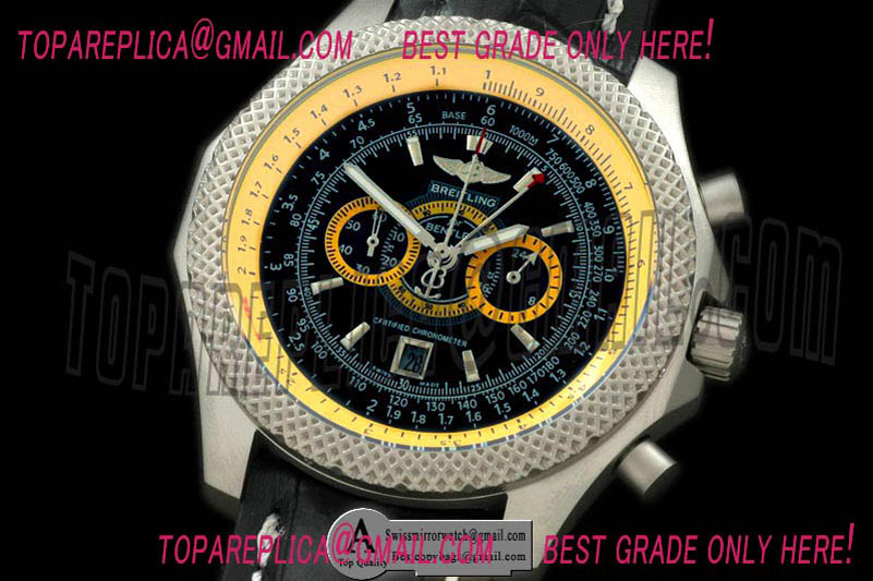 Breitling Bentley SuperSports Chrono SS/Leather Black/Yellow Jap OS20 Qtz Replica Watches
