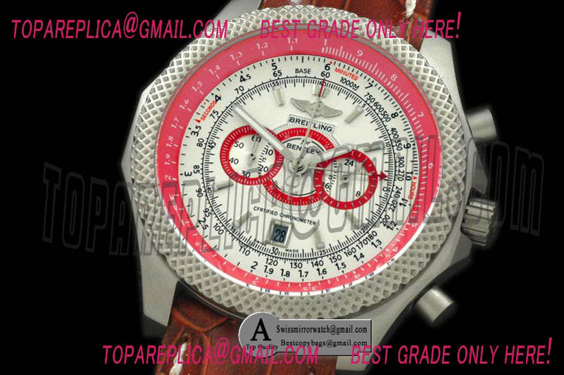 Breitling Bentley SuperSports Chrono SS/Leather White/Red Jap OS20 Qtz Replica Watches