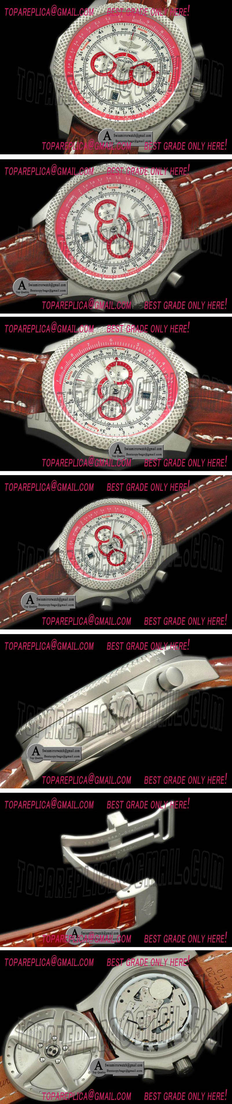 Breitling Bentley SuperSports Chrono SS/Leather White/Red Jap OS20 Qtz Replica Watches